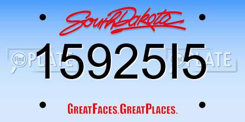 15925I5 South Dakota License Plate