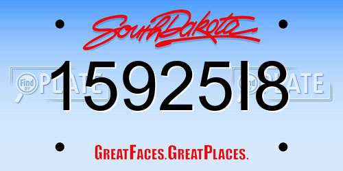 15925I8 South Dakota License Plate