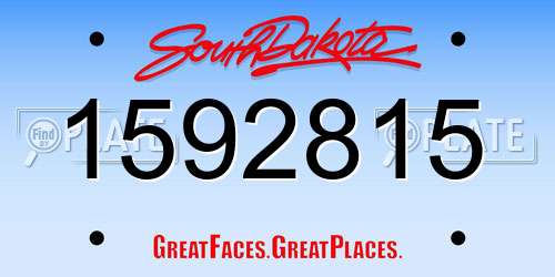 1592815 South Dakota License Plate
