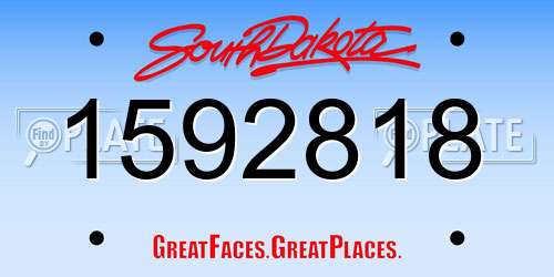 1592818 South Dakota License Plate