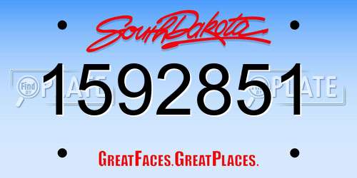 1592851 South Dakota License Plate