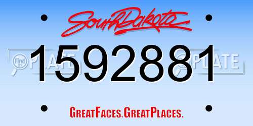 1592881 South Dakota License Plate