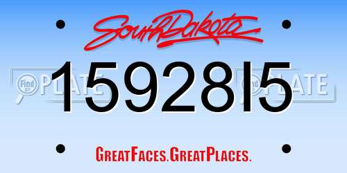 15928I5 South Dakota License Plate