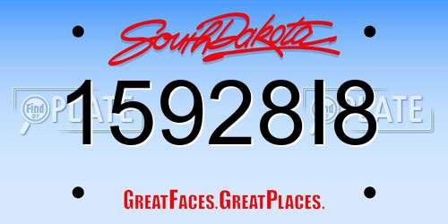 15928I8 South Dakota License Plate