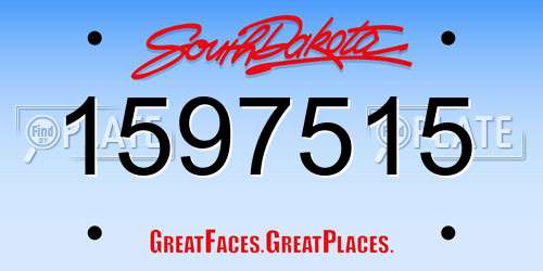 1597515 South Dakota License Plate