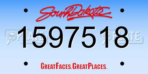 1597518 South Dakota License Plate