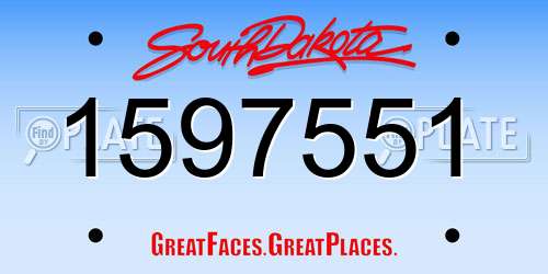 1597551 South Dakota License Plate