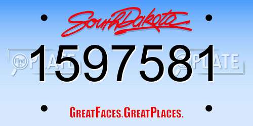 1597581 South Dakota License Plate