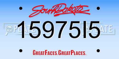 15975I5 South Dakota License Plate