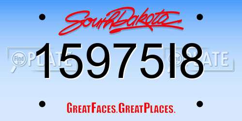 15975I8 South Dakota License Plate
