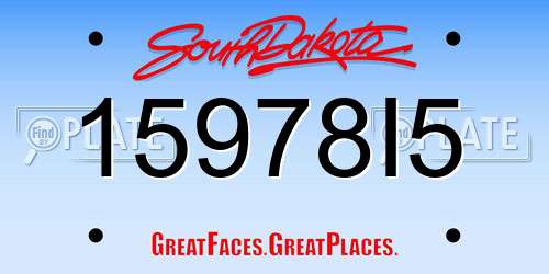 15978I5 South Dakota License Plate