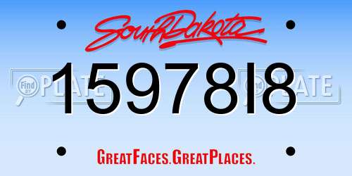 15978I8 South Dakota License Plate