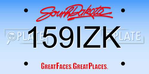 159IZK South Dakota License Plate
