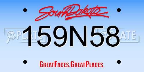 159N58 South Dakota License Plate