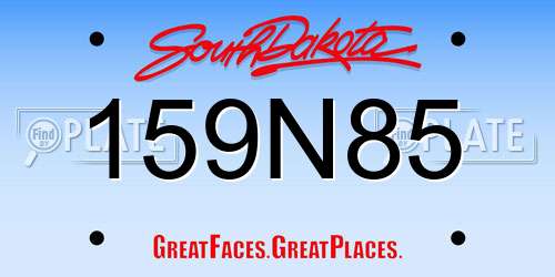 159N85 South Dakota License Plate
