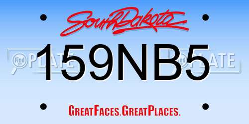 159NB5 South Dakota License Plate