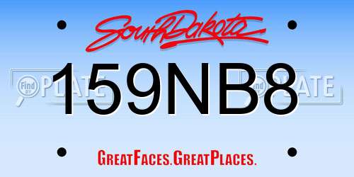 159NB8 South Dakota License Plate