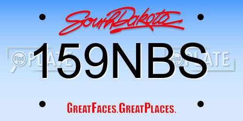 159NBS South Dakota License Plate