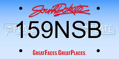159NSB South Dakota License Plate