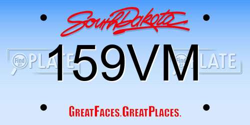 159VM South Dakota License Plate
