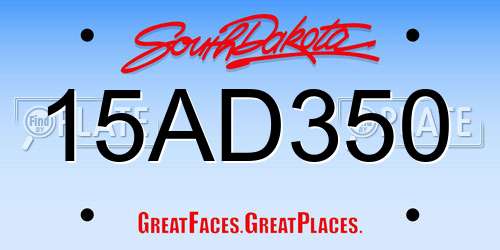 15AD350 South Dakota License Plate