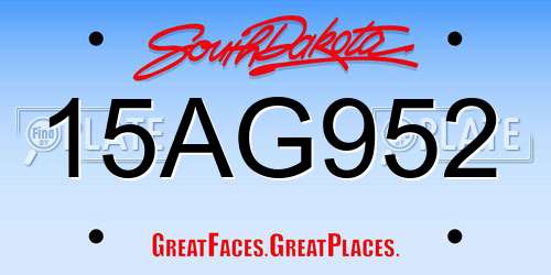 15AG952 South Dakota License Plate