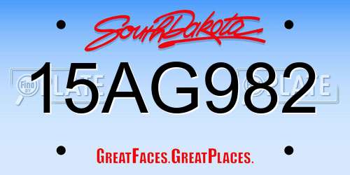 15AG982 South Dakota License Plate