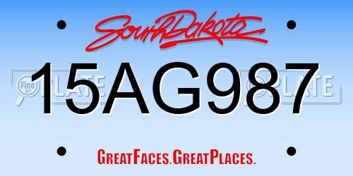 15AG987 South Dakota License Plate
