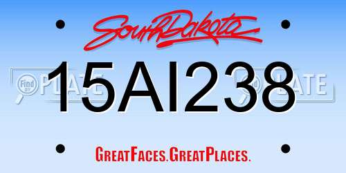 15AI238 South Dakota License Plate