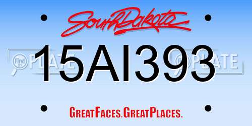 15AI393 South Dakota License Plate