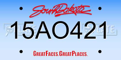 15AO421 South Dakota License Plate