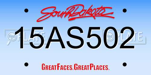 15AS502 South Dakota License Plate