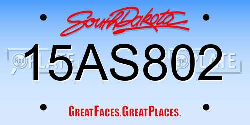 15AS802 South Dakota License Plate
