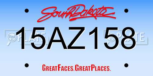 15AZ158 South Dakota License Plate