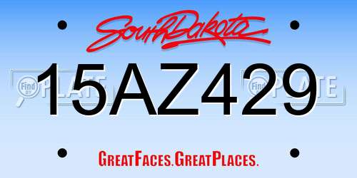 15AZ429 South Dakota License Plate