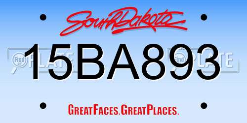 15BA893 South Dakota License Plate