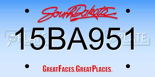 15BA951 South Dakota License Plate