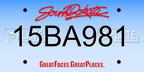 15BA981 South Dakota License Plate
