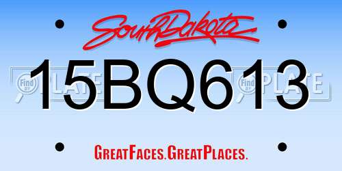 15BQ613 South Dakota License Plate