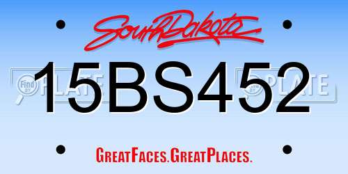 15BS452 South Dakota License Plate