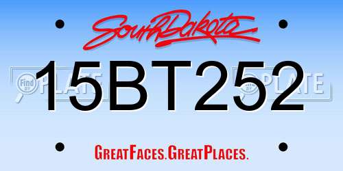 15BT252 South Dakota License Plate