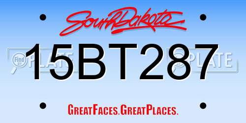 15BT287 South Dakota License Plate