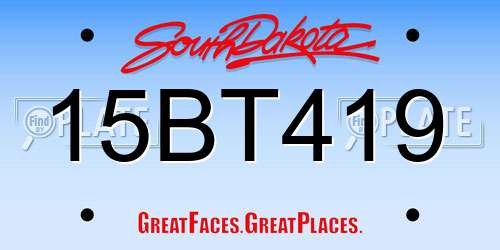 15BT419 South Dakota License Plate