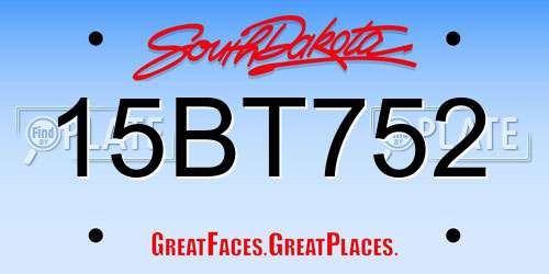 15BT752 South Dakota License Plate