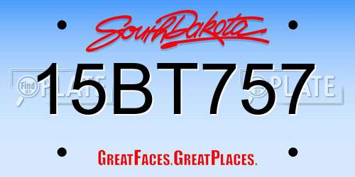 15BT757 South Dakota License Plate