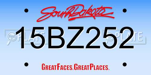 15BZ252 South Dakota License Plate
