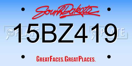 15BZ419 South Dakota License Plate