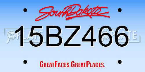 15BZ466 South Dakota License Plate