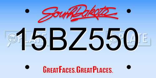 15BZ550 South Dakota License Plate