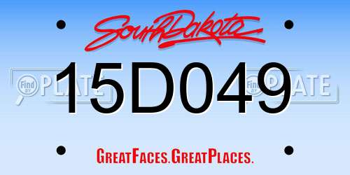 15D049 South Dakota License Plate